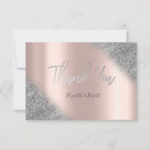 Zilveren Glitter Ombre Roze Gouden Dankkaart