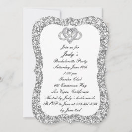 Zilveren Glitter Oneindig Hart Bachelorette Feest Kaart