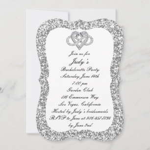 Zilveren Glitter Oneindig Hart Bachelorette Feest Kaart