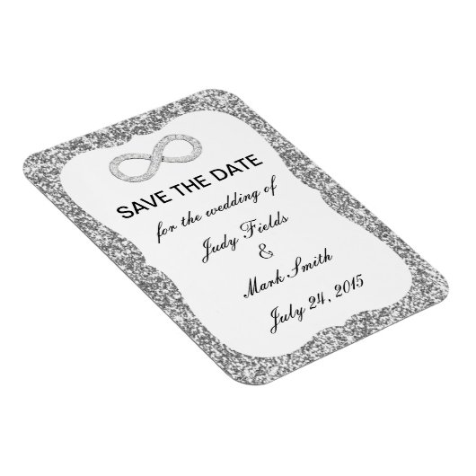 Zilveren Glitter Oneindigheid Bewaar De Datum Magn Magneet (Rechterzijde)