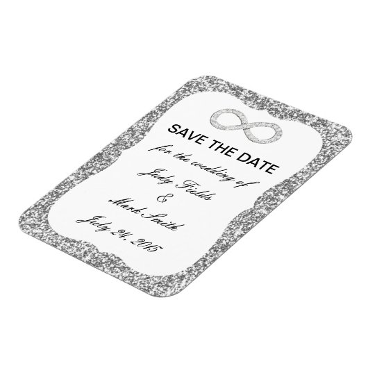 Zilveren Glitter Oneindigheid Bewaar De Datum Magn Magneet (Linkerzijde)