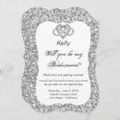 Zilveren Glitter Oneindigheid Hart Bruidsmeisje Ka Kaart (Voorkant / Achterkant)