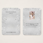 Zilveren glitter-oormerk fotokaart visitekaartje (Voorkant /achterkant)