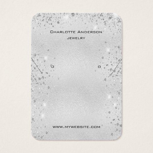 Zilveren glitter-oormerk fotokaart visitekaartje (Voorkant)