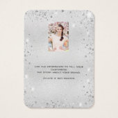 Zilveren glitter-oormerk fotokaart visitekaartje (Achterkant)