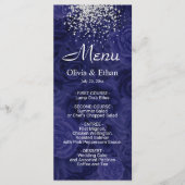 Zilveren glitter op Royal Blue Floral Menu (Voorkant)