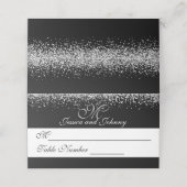 Zilveren glitter op zwarte bruiloft plaats kaart plaatskaartje (Buitenkant ongevouwen)