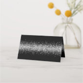 Zilveren glitter op zwarte bruiloft plaats kaart plaatskaartje (Achterkant)