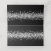 Zilveren glitter op zwarte bruiloft plaats kaart plaatskaartje (Binnenkant ongevouwen)