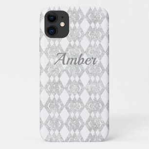 Zilveren Glitter Overlappende Diamantpatroon Aanpa Case-Mate iPhone Case