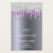 Zilveren glitter paarse schoonheidssalon planner (Voorkant)