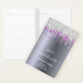 Zilveren glitter paarse schoonheidssalon planner (Display)