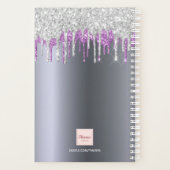Zilveren glitter paarse schoonheidssalon planner (Achterkant)