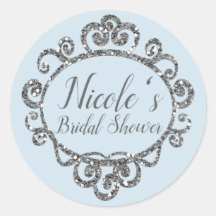 Zilveren Glitter Pailletten Verjaardagsfeest Favor Ronde Sticker