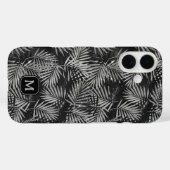 Zilveren Glitter Palm Tree Zwart Modern Monogram Case-Mate iPhone Case (Achterkant (horizontaal))