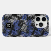 Zilveren Glitter Palmboom Blauwe Moderne Monogram Case-Mate iPhone Case (Achterkant (horizontaal))