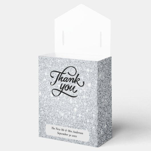 Zilveren Glitter Pas getrouwd Bruiloft Dank u Cade Bedankdoosjes (Geopend)