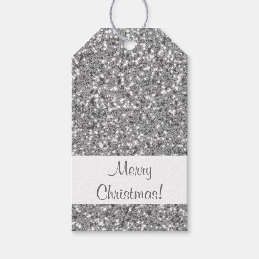 Zilveren Glitter Patroon Uitzicht Cadeaulabel (Voorkant)
