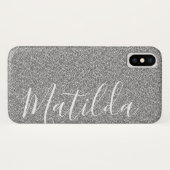 Zilveren Glitter Persoonlijke Naam Script Case-Mate iPhone Case (Achterkant (horizontaal))