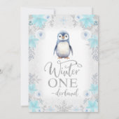 Zilveren Glitter Pinguïn Winter Onederland Verjaar Kaart (Achterkant)