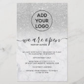 Zilveren glitter prijzen logo marmer We zijn open Flyer (Voorkant)