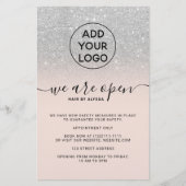 Zilveren glitter prijzen logo roze We zijn open Flyer (Voorkant)