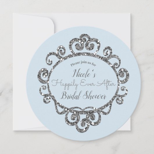 Zilveren Glitter Prinses Bruiloft Feest Kaart (Voorkant)