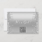 Zilveren Glitter QR Code Baby Shower Uitnodigingen (Achterkant)