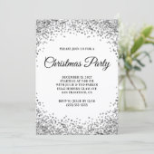 Zilveren Glitter Rand Witte Kerstfeest Kaart (Staand voorkant)