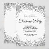 Zilveren Glitter Rand Witte Kerstfeest Kaart (Voorkant / Achterkant)