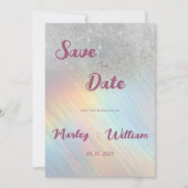 Zilveren glitter regenboog holografisch Save the D Kaart (Voorkant)