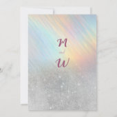 Zilveren glitter regenboog holografische bruiloft kaart (Achterkant)
