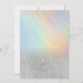 Zilveren Glitter Regenboog Holografische Bruiloft Kaart (Achterkant)