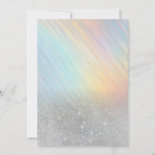 Zilveren Glitter Regenboog Holografische Bruiloft Kaart (Achterkant)