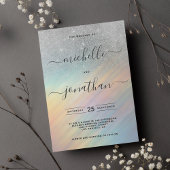 Zilveren Glitter Regenboog Holografische Bruiloft Kaart