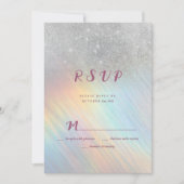 Zilveren glitter regenboog holografische RSVP Kaart (Voorkant)