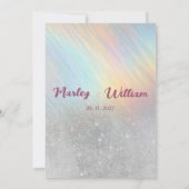Zilveren glitter regenboog holografische RSVP Kaart (Achterkant)