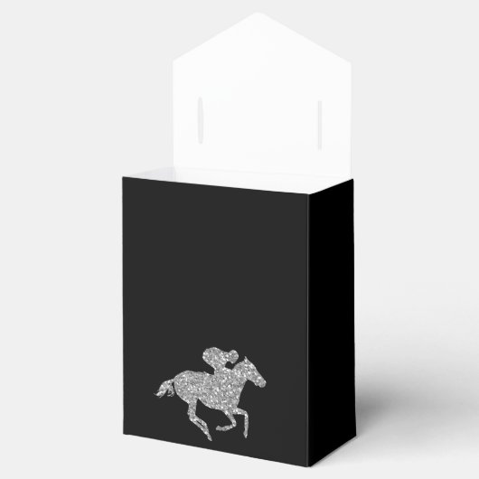 Zilveren Glitter Renpaard Zwart Witte Strepen Bedankdoosjes (Geopend)