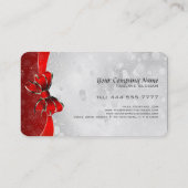 Zilveren Glitter & Rode Sparkles en Boog Monograme Visitekaartje (Achterkant)