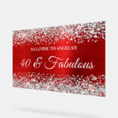 Zilveren Glitter Rood 40 & Fabulous Verjaardag Wel Acryl Bord (Hoek)