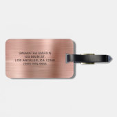 Zilveren Glitter Roos Goud Curly Monogram Bagagelabel (Achterkant horizontaal)