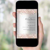 Zilveren glitter roos gouden bruiloft receptie kaart