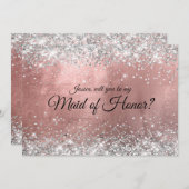 Zilveren Glitter Rose Goud Folie Bruidsmeisje Kaart (Voorkant / Achterkant)