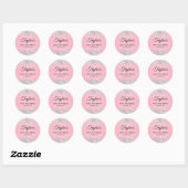 Zilveren Glitter Roze 50ste Verjaardag Ronde Sticker (Vel)