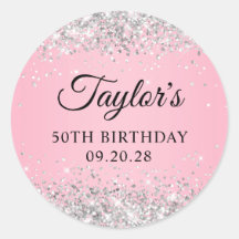 Zilveren Glitter Roze 50ste Verjaardag