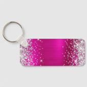 Zilveren Glitter Roze Folie Fancy Monogram Sleutelhanger (Achterkant)