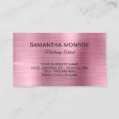 Zilveren Glitter Roze Folie Fancy Monogram Visitekaartje (Achterkant)