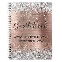 Zilveren Glitter Roze Gouden Baby Shower Gastboek