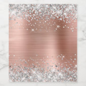Zilveren Glitter Roze Gouden Folie Blanco Wijn Etiket (Enkel label)