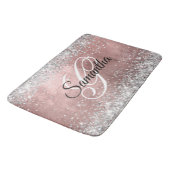 Zilveren Glitter Roze Gouden Folie Fancy Monogram Badmat (Gekanteld)